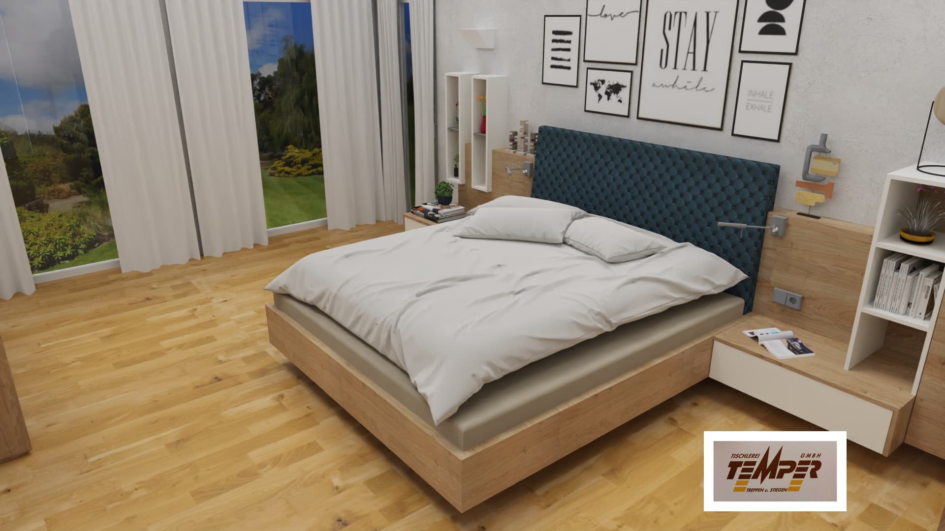 Elternschlafzimmer mit Schiebeelementen und Holzakzenten - Bild 4