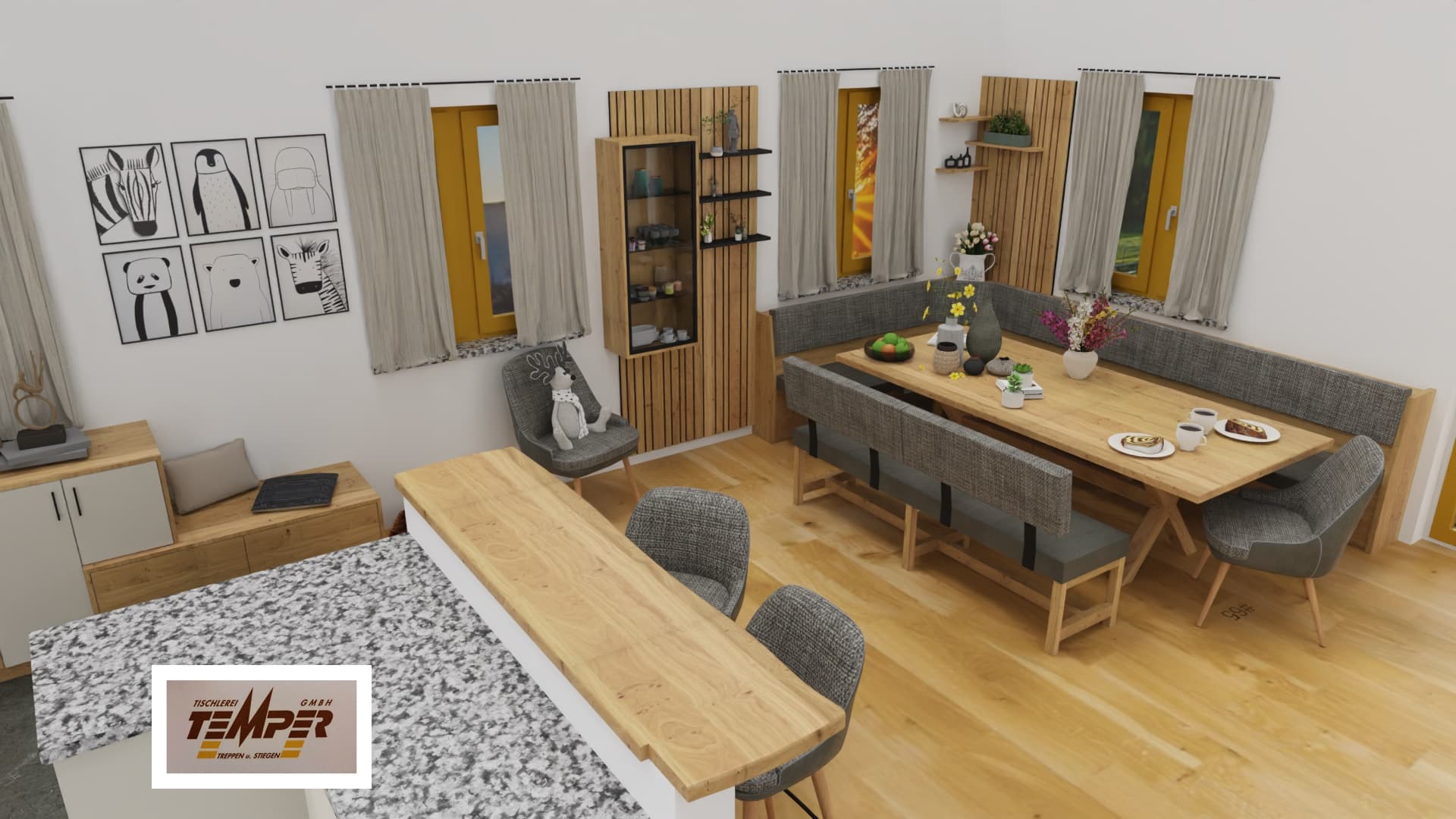 Esszimmermöbel mit Eckbank und Wohnwand - Bild 2