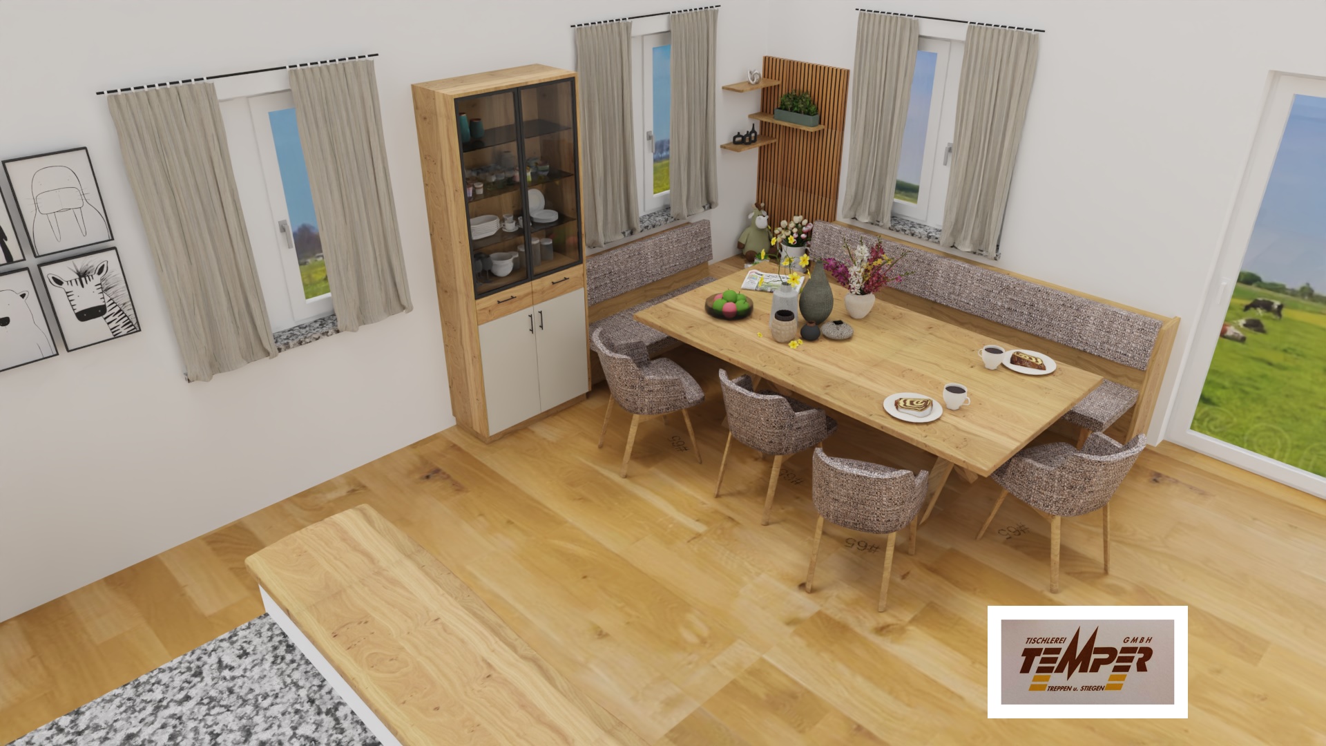 Esszimmermöbel mit Eckbank und Wohnwand