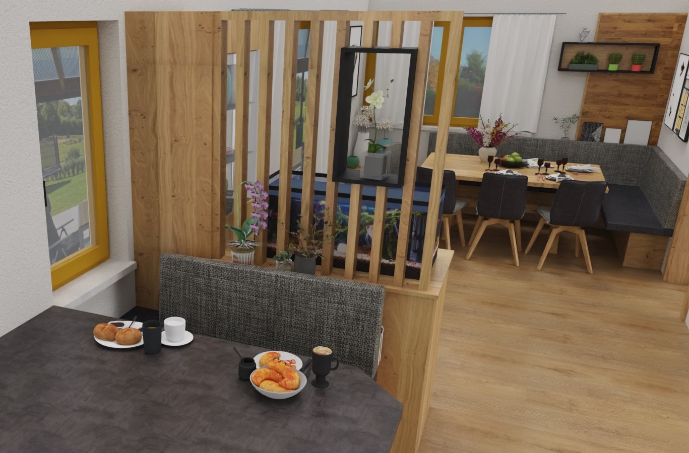 Esszimmermöbel mit Holzlamellen